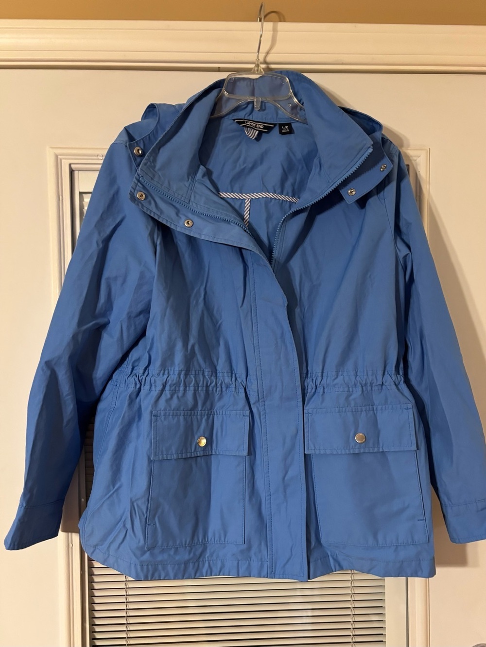 Lands' End Blue Hooded Utility Jacket